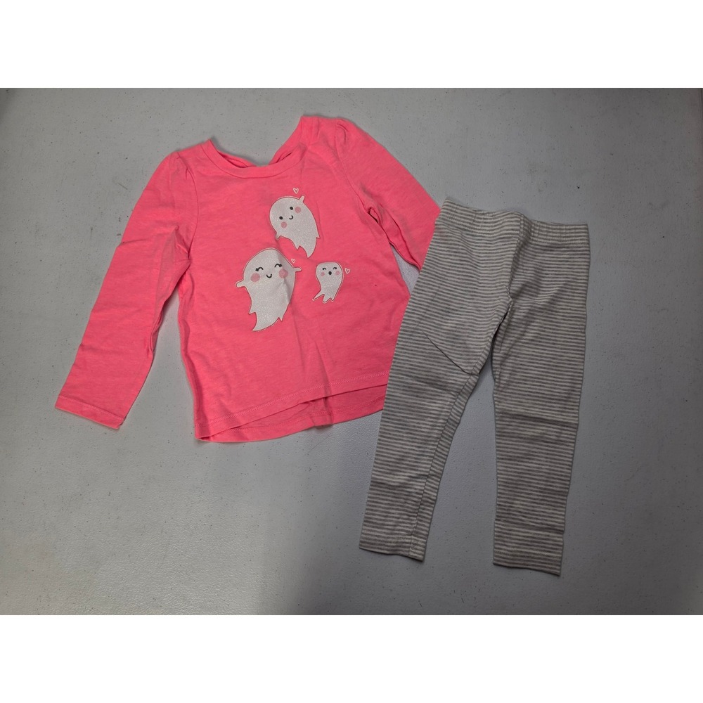 Circo Carters Toddler Girls Pink Ghost Shirt and Striped Leggings Set 2T